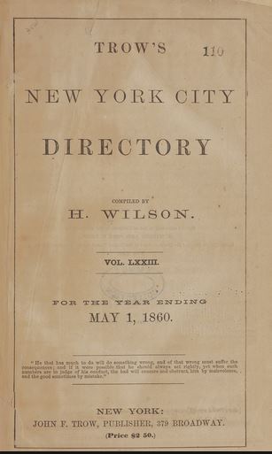 1860 New York City directory